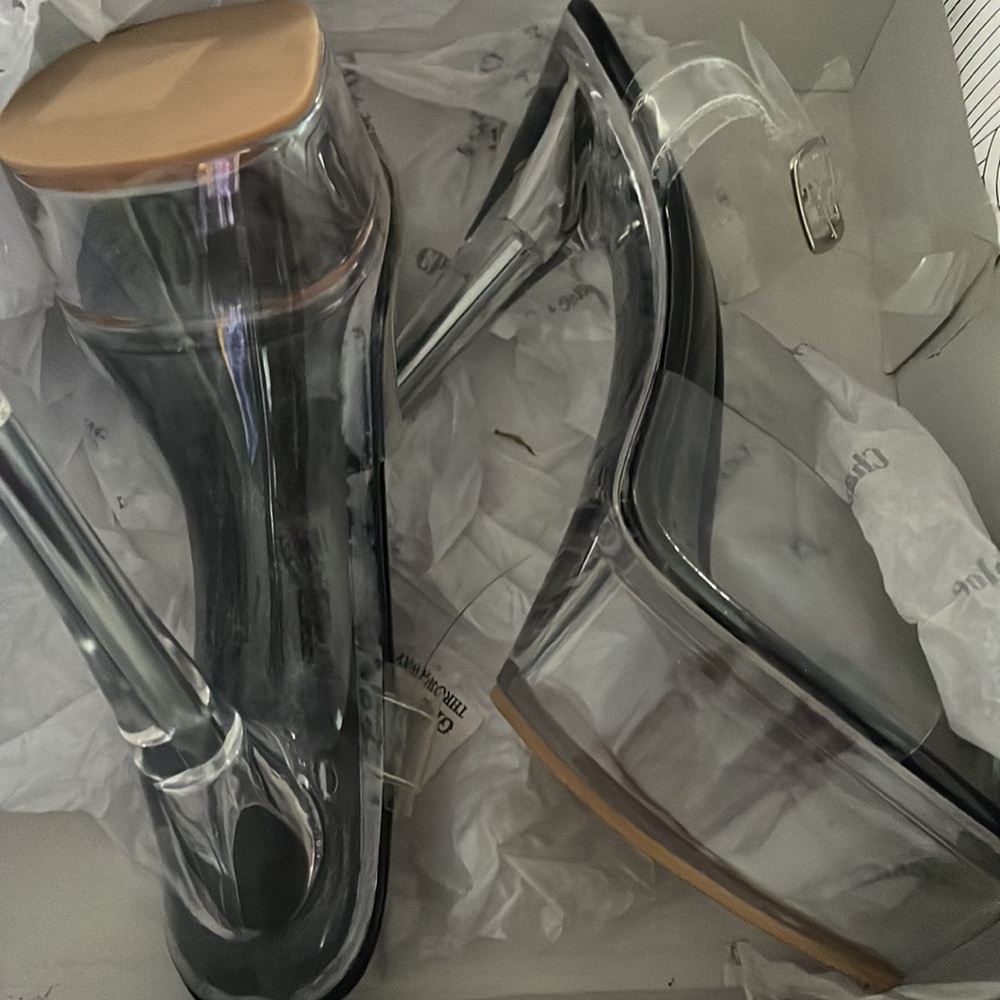 CHASE & CHLOE SERENITY-1 WOMEN'S CLEAR STILETTO HIGH HEEL PLATFORM pumps - Picture 2 of 12